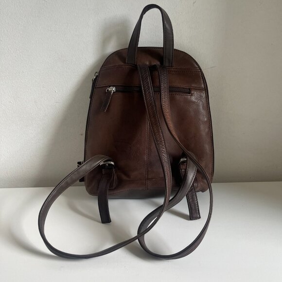Vintage Brown Leather Small Backpack